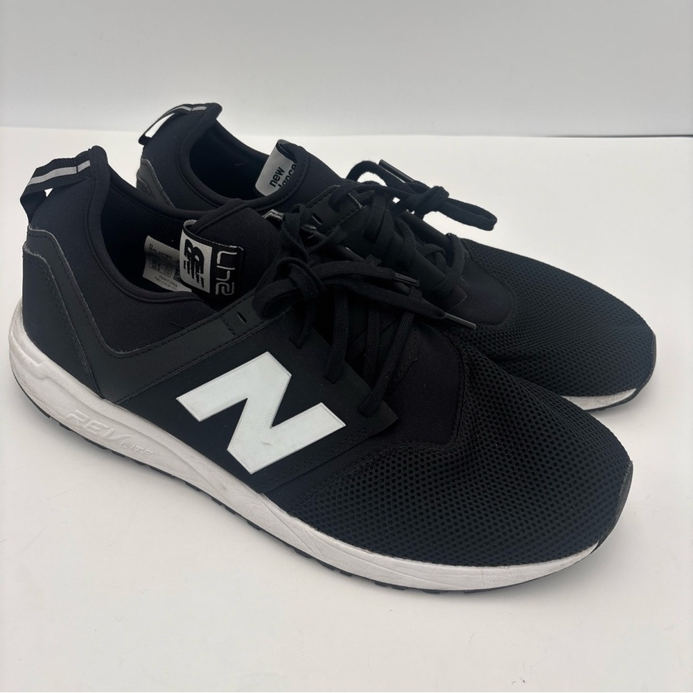 New Balance Black Mesh Athletic Shoes with White Logo